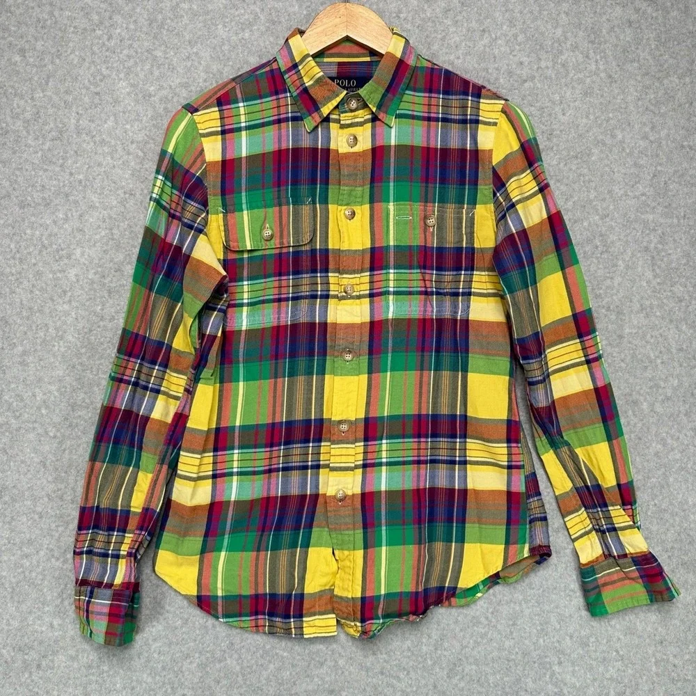 Polo Ralph Lauren Custom Fit Plaid Long Sleeve Shirt Men's Size M Multi Color